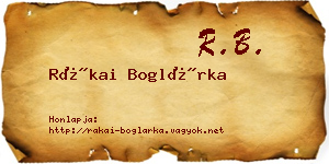Rákai Boglárka névjegykártya