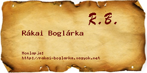 Rákai Boglárka névjegykártya